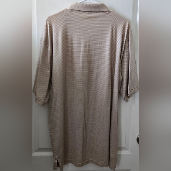 Peter Millar Striped Tan Golf Polo Shirt Men XL Interlachen FL Country Club Logo - Picture 2 of 4